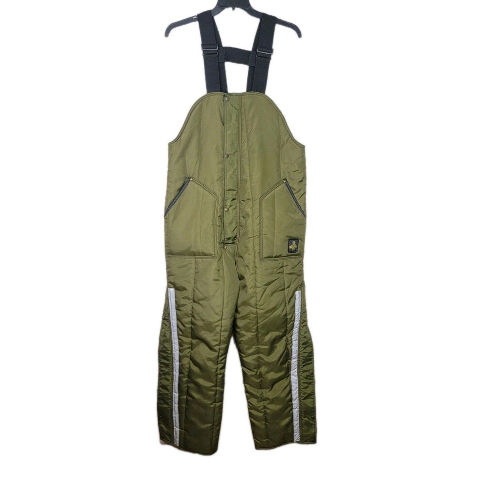 RefrigiWear Extreme Softshell Bib Overalls Green Men's Size Large Tall Pockets V